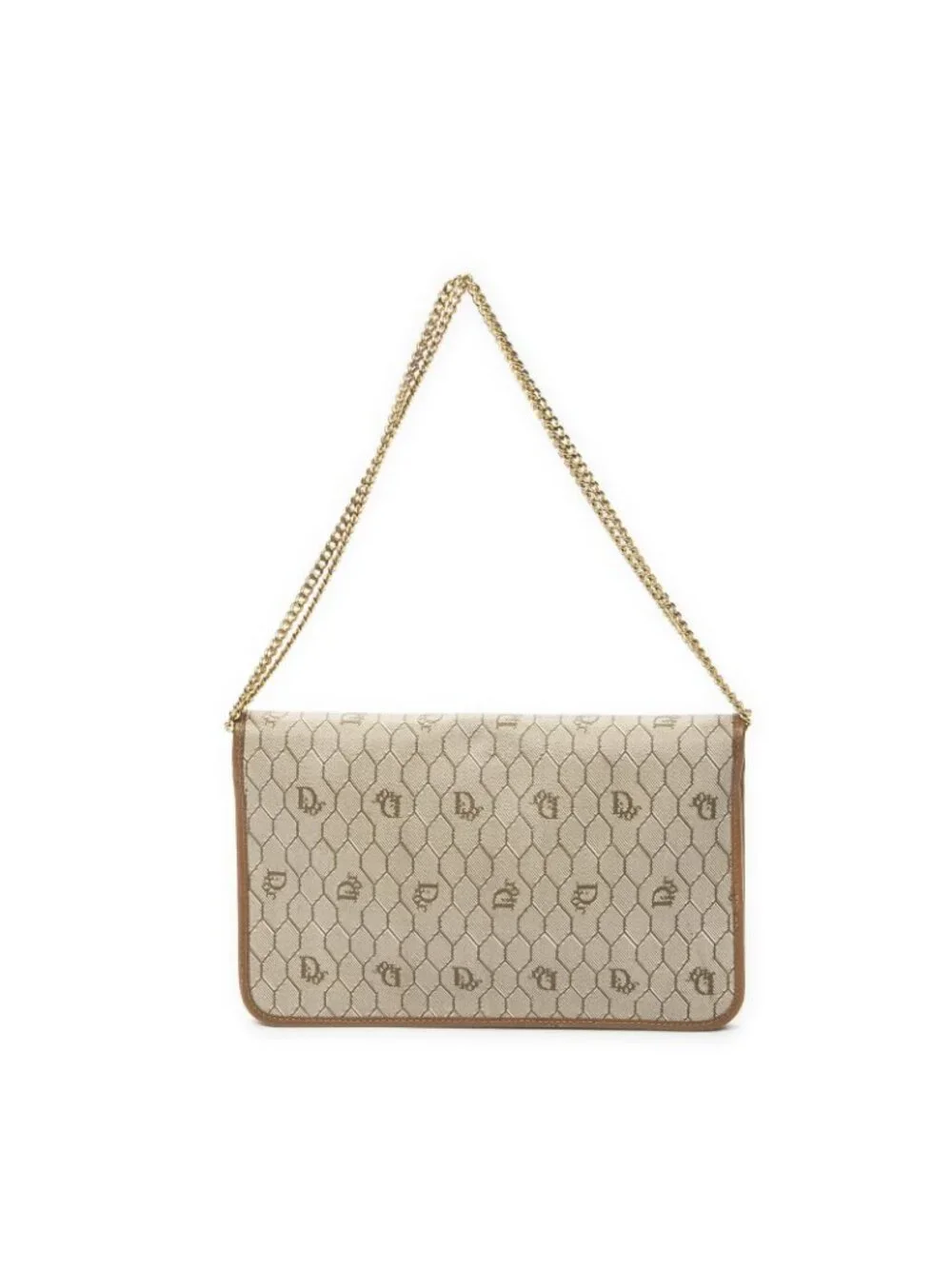 ★SOLD★ Dior Vintage Flap Clutch Beige Tan Honeycomb Canvas - Picture 5 of 10